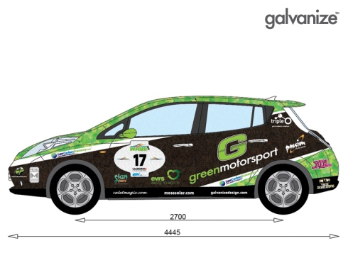 The original Illustrator arwork of the Nissan Leaf with graphics by Galvanize Design